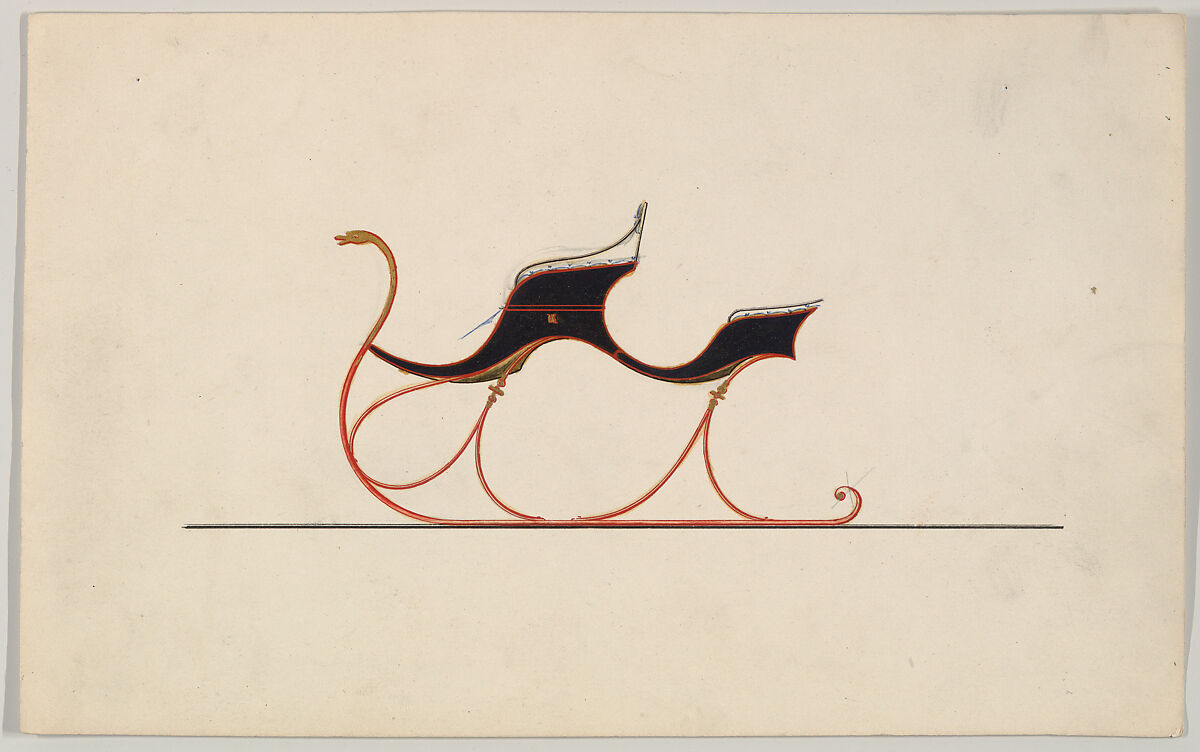 Cutter (unnumbered), Brewster &amp; Co. (American, New York), graphite, watercolor and gouache with gum arabic and metallic paint 