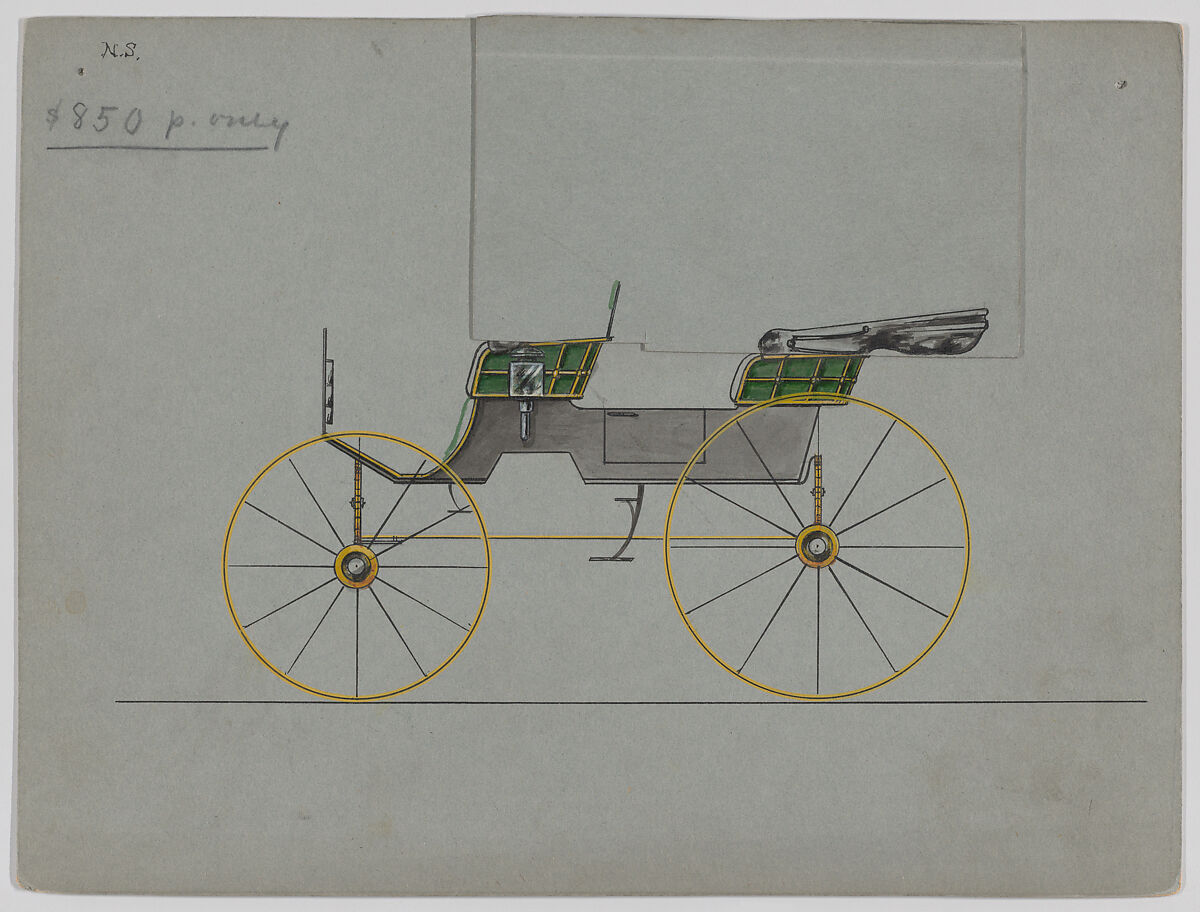 Two-seat Phaeton #3938, Brewster &amp; Co. (American, New York), Pen and black in, watercolor and gouache with gum arabic 
