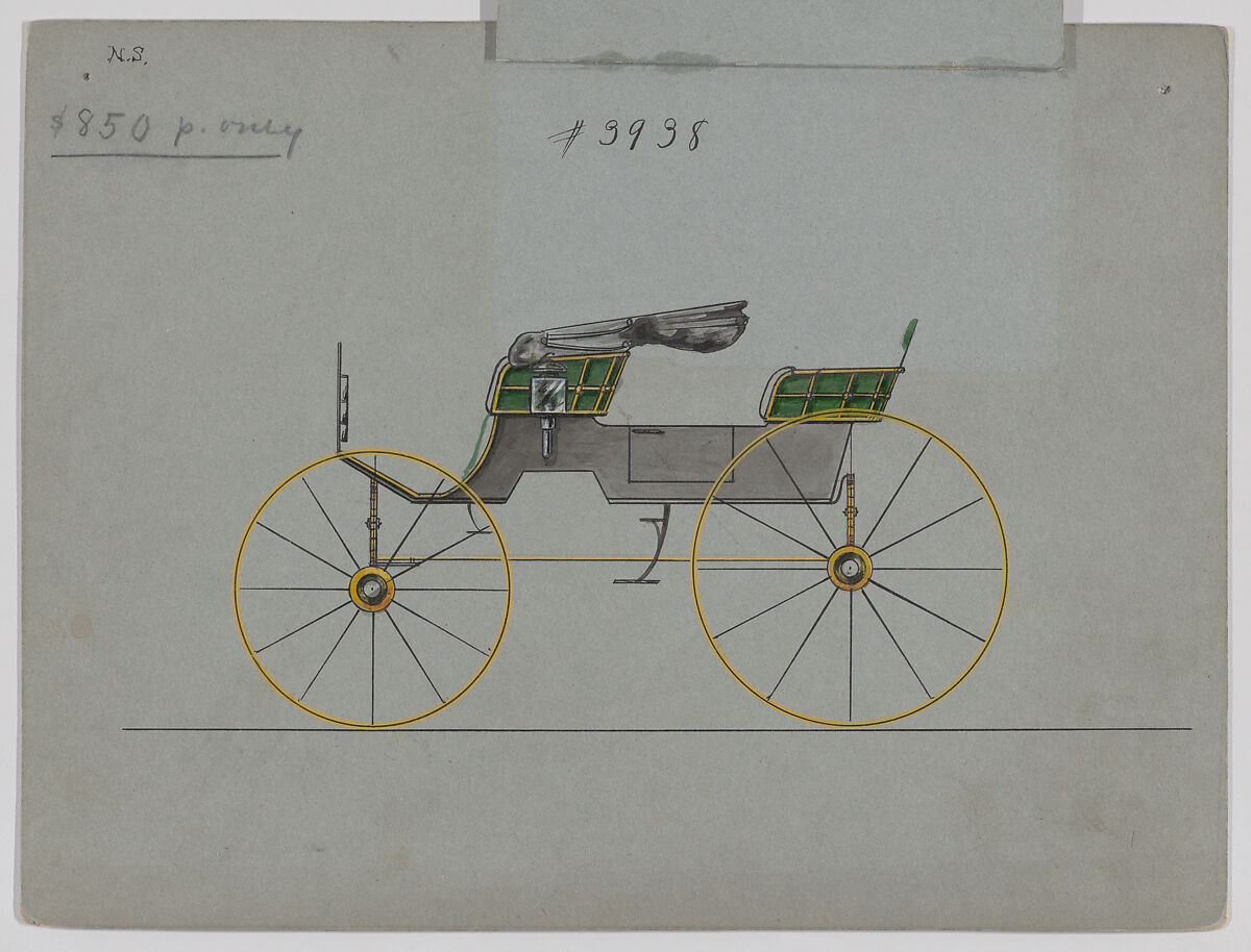 Two-seat Phaeton #3938, Brewster &amp; Co. (American, New York), Pen and black in, watercolor and gouache with gum arabic