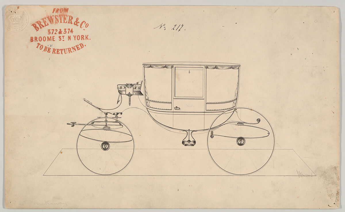 Coach #217, Brewster &amp; Co. (American, New York), Graphite and ink 