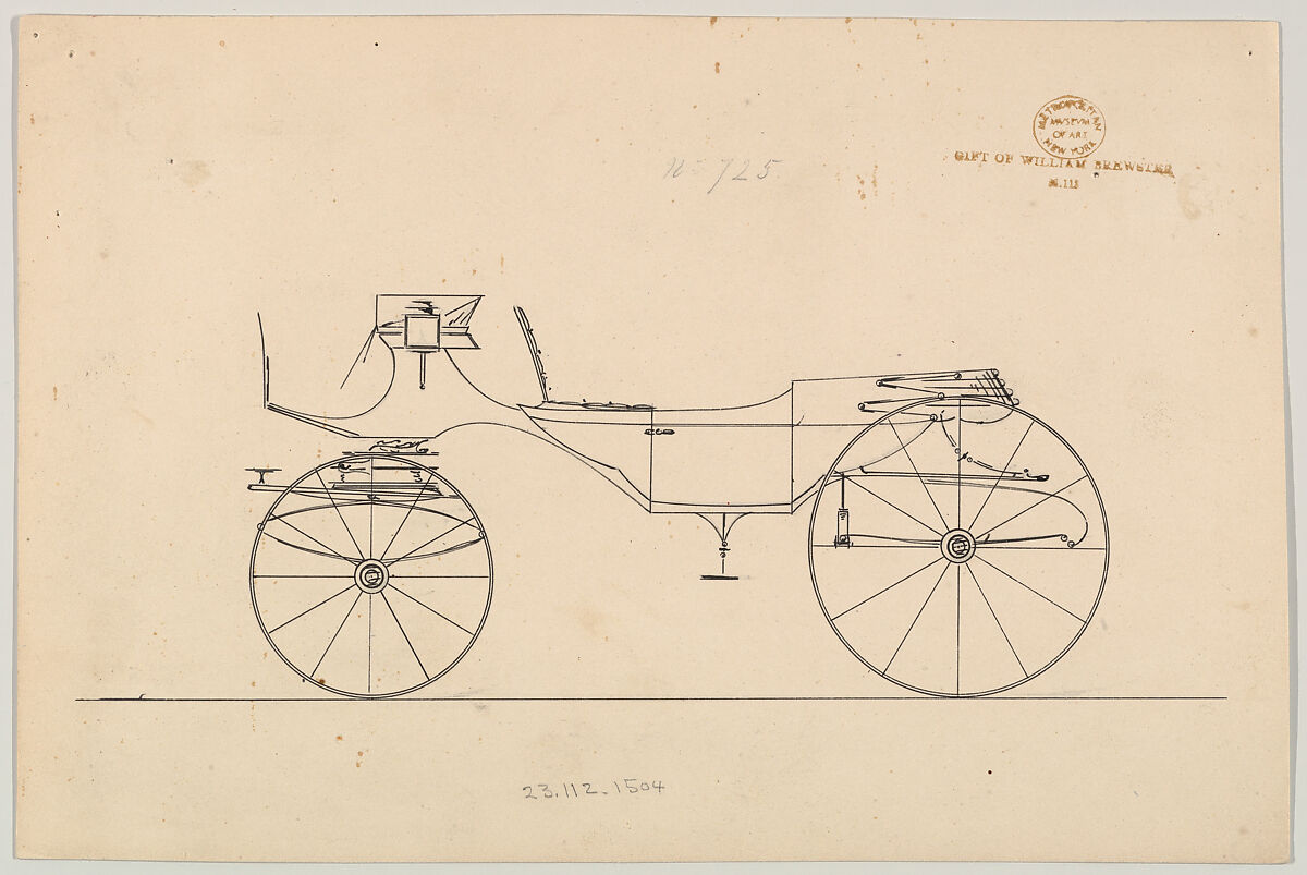 Caleche # 353, Brewster &amp; Co. (American, New York), Graphite, pen and black ink, watercolor