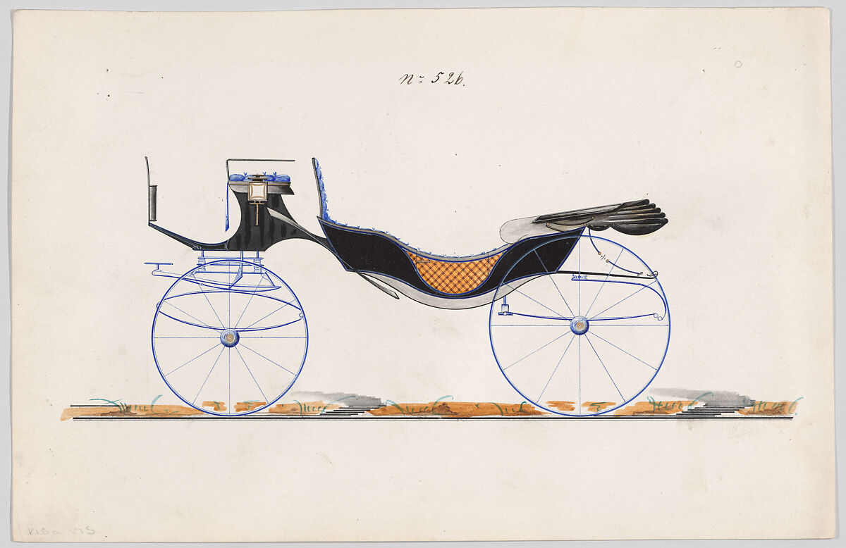 Design for Vis-à-vis, no. 526, Brewster &amp; Co. (American, New York), pen and black ink, watercolor and gouache with gum arabic 