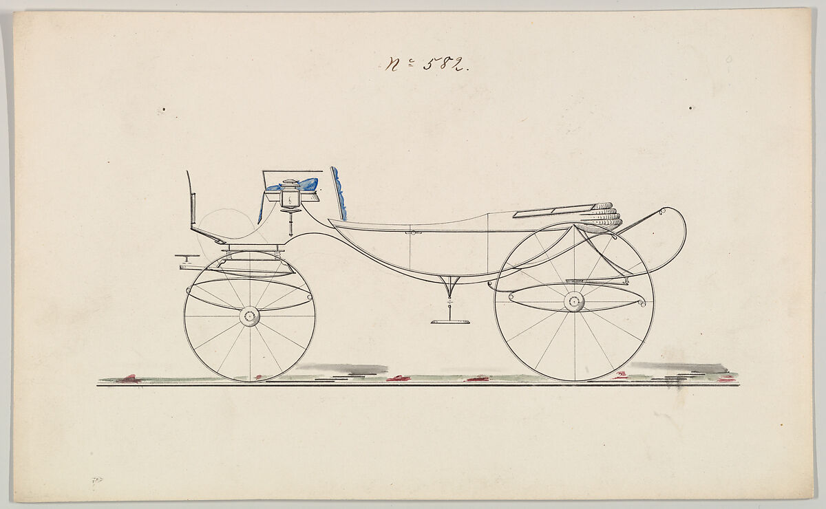 Design for Vis-à-vis/ Caleche, no. 582, Brewster &amp; Co. (American, New York), Watercolor and ink 