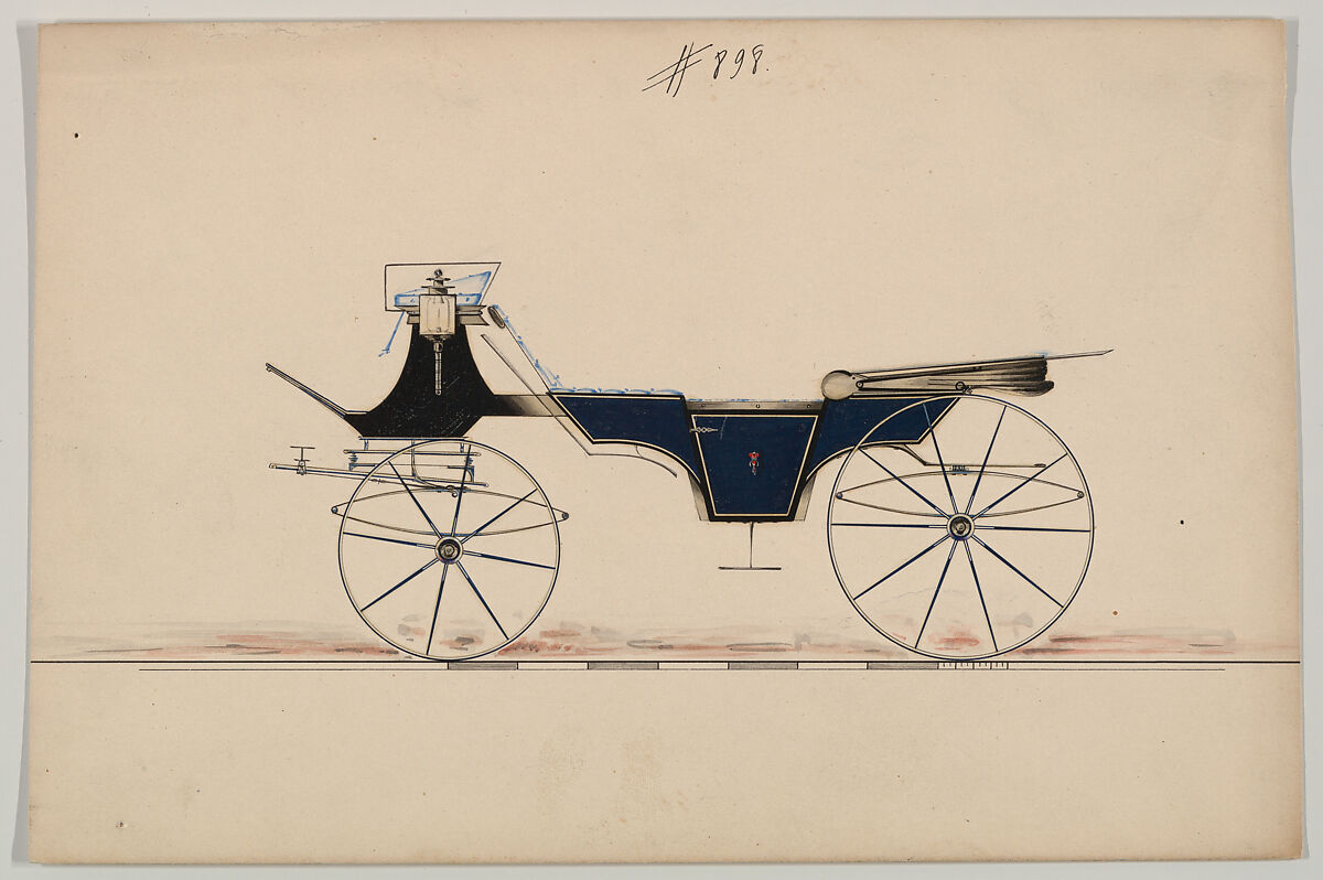 Design for Vis-à-vis, no. 898, Brewster &amp; Co. (American, New York), Pen and black ink, watercolor and gouache with gum arabic 