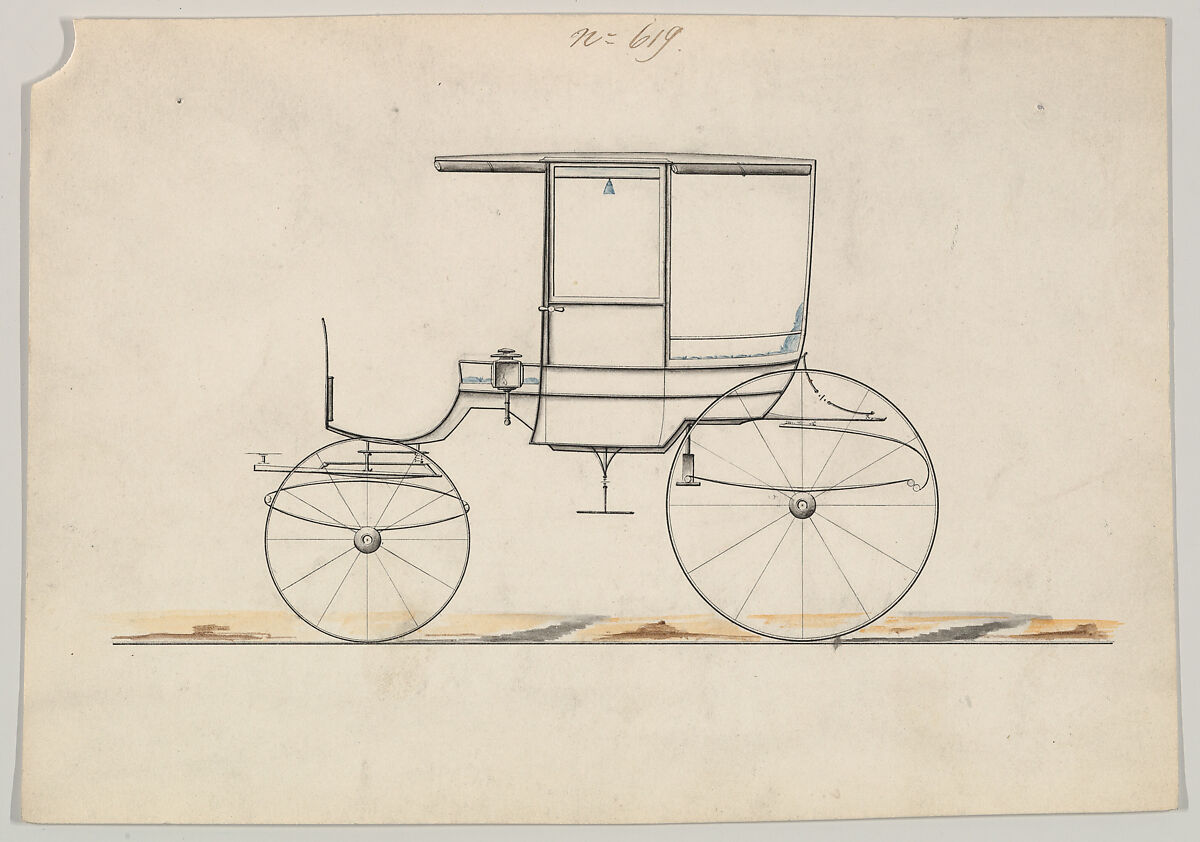 Design for Rockaway, no. 619, Brewster &amp; Co. (American, New York), Pen and black ink, watercolor and gouache 
