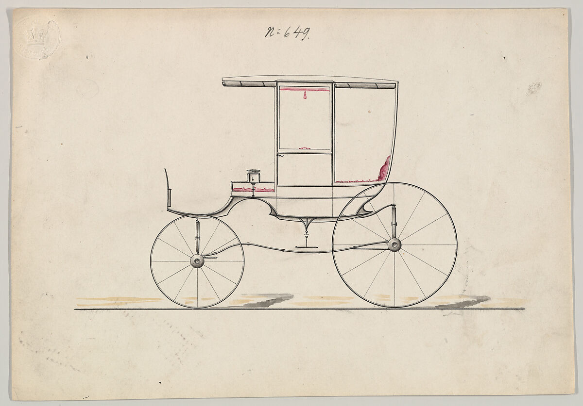 Design for Rockaway, no. 649, Brewster &amp; Co. (American, New York), Pen and black ink, watercolor and gouache 