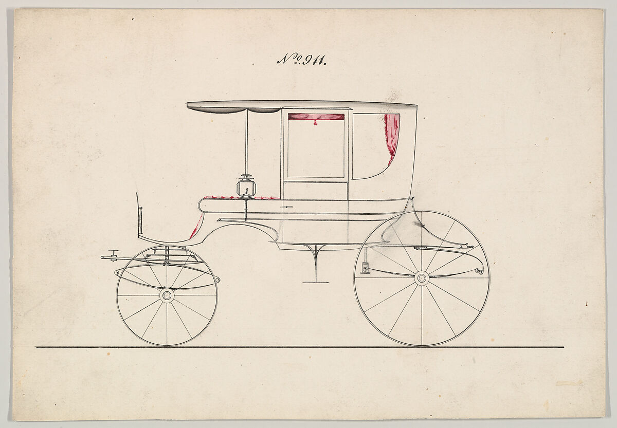 Design for Rockaway, no. 911, Brewster &amp; Co. (American, New York), Pen and black ink, watercolor and gouache 
