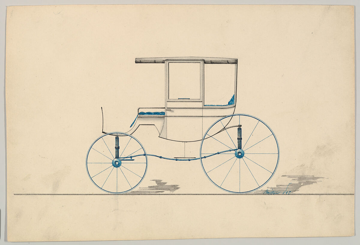 Design for Rockaway (unnumbered), Brewster &amp; Co. (American, New York), Watercolor and ink 