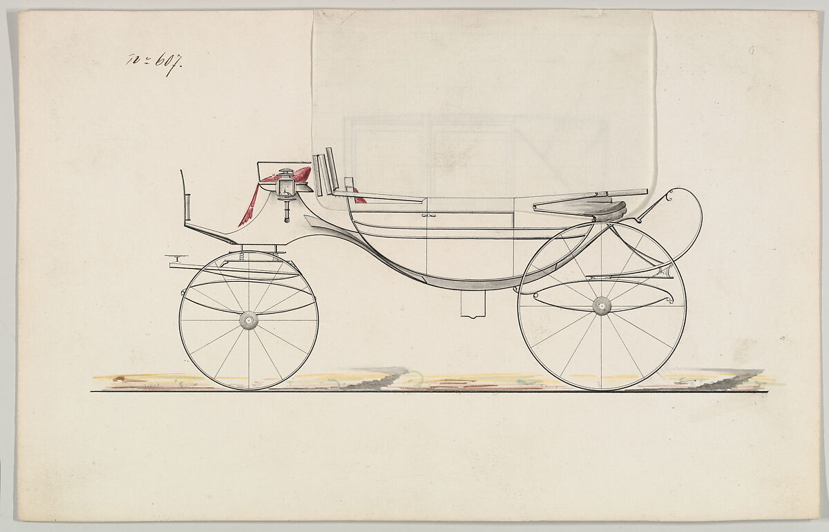 Design for Landau, no. 607, Brewster &amp; Co. (American, New York), Watercolor and ink 