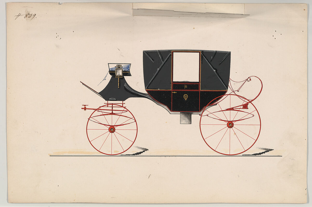 Landau #809, Brewster &amp; Co. (American, New York), Pen and black ink, watercolor and gouache with gum arabic and metallic ink