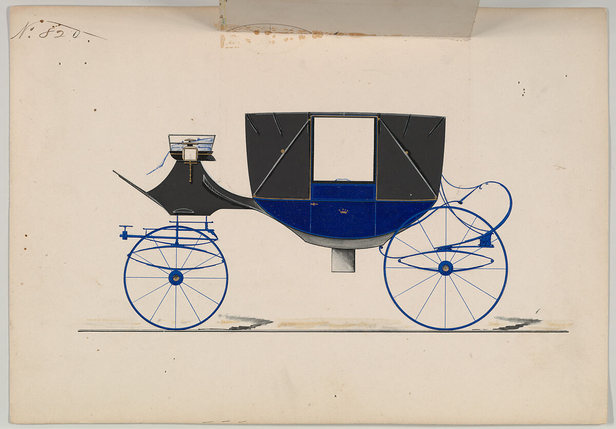Landau #820, Brewster &amp; Co. (American, New York), Pen and black ink, watercolor and gouache with gum arabic and metallic ink