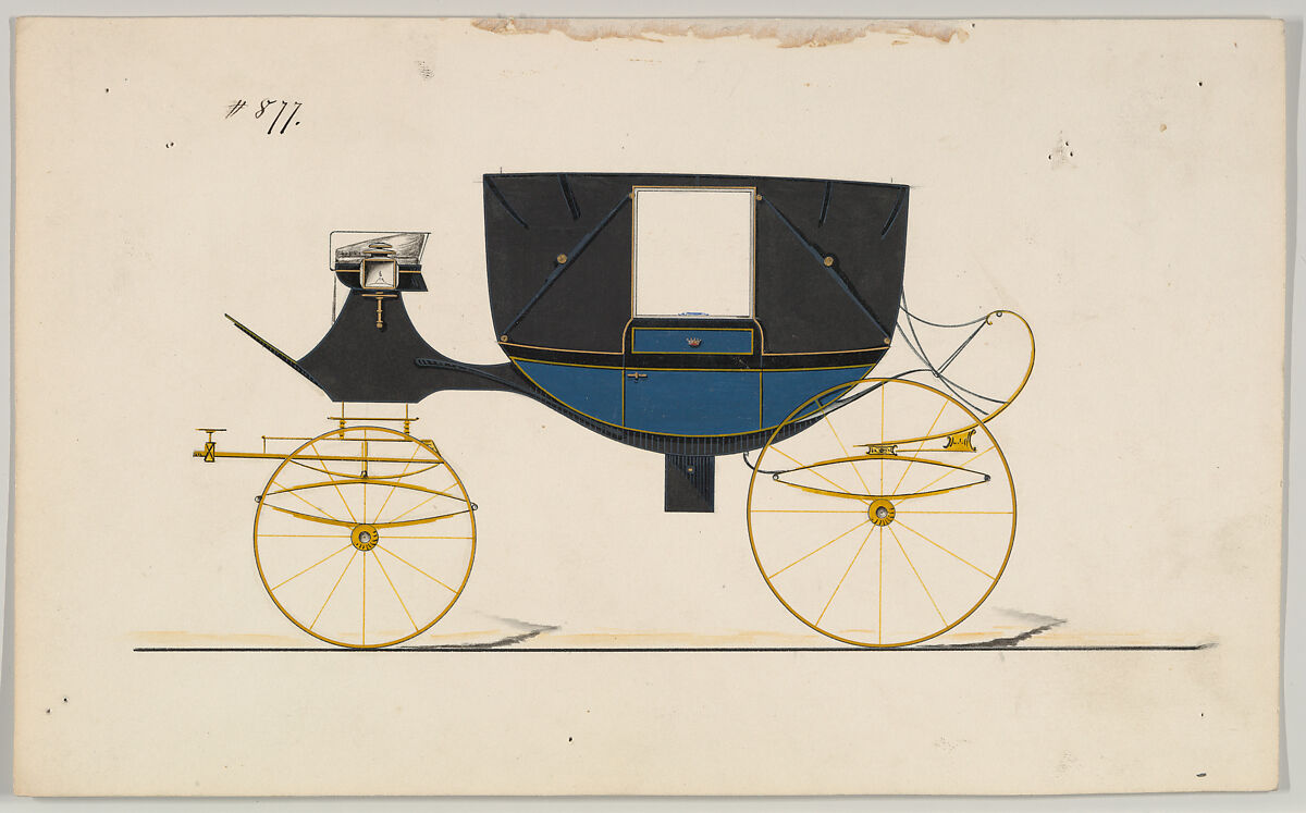 Design for Landau, no. 877, Brewster &amp; Co. (American, New York), Watercolor and ink 