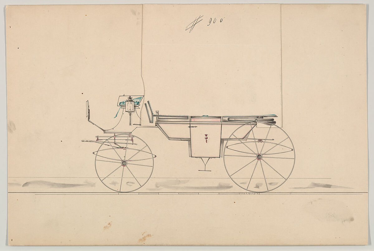 Design for Landau, no. 900, Brewster &amp; Co. (American, New York), pen and black ink, watercolor and gouache 