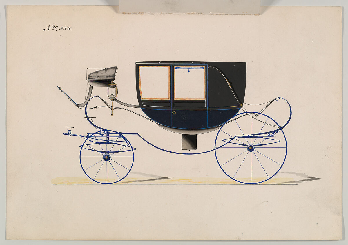 Landau #922, Brewster &amp; Co. (American, New York), Pen and black ink, watercolor and gouache with gum arabic and metallic ink