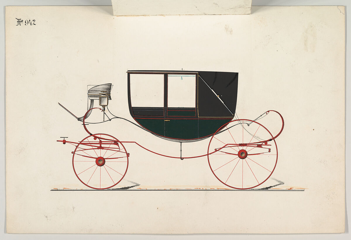 Landau #942, Brewster &amp; Co. (American, New York), Pen and black ink, watercolor and gouache with gum arabic