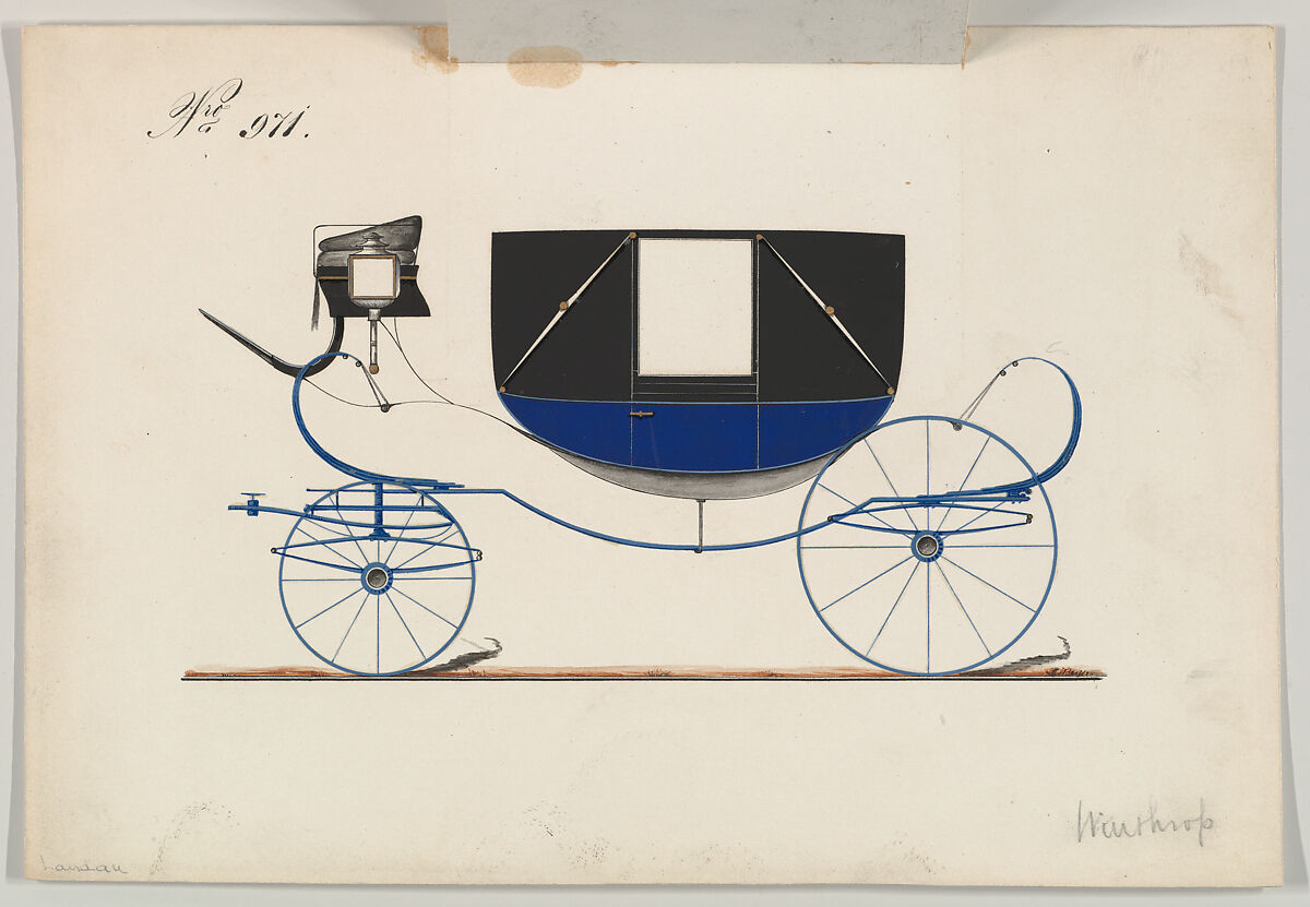 Landau #971, Brewster &amp; Co. (American, New York), Pen and black ink, watercolor and gouache with gum arabic and metallic ink