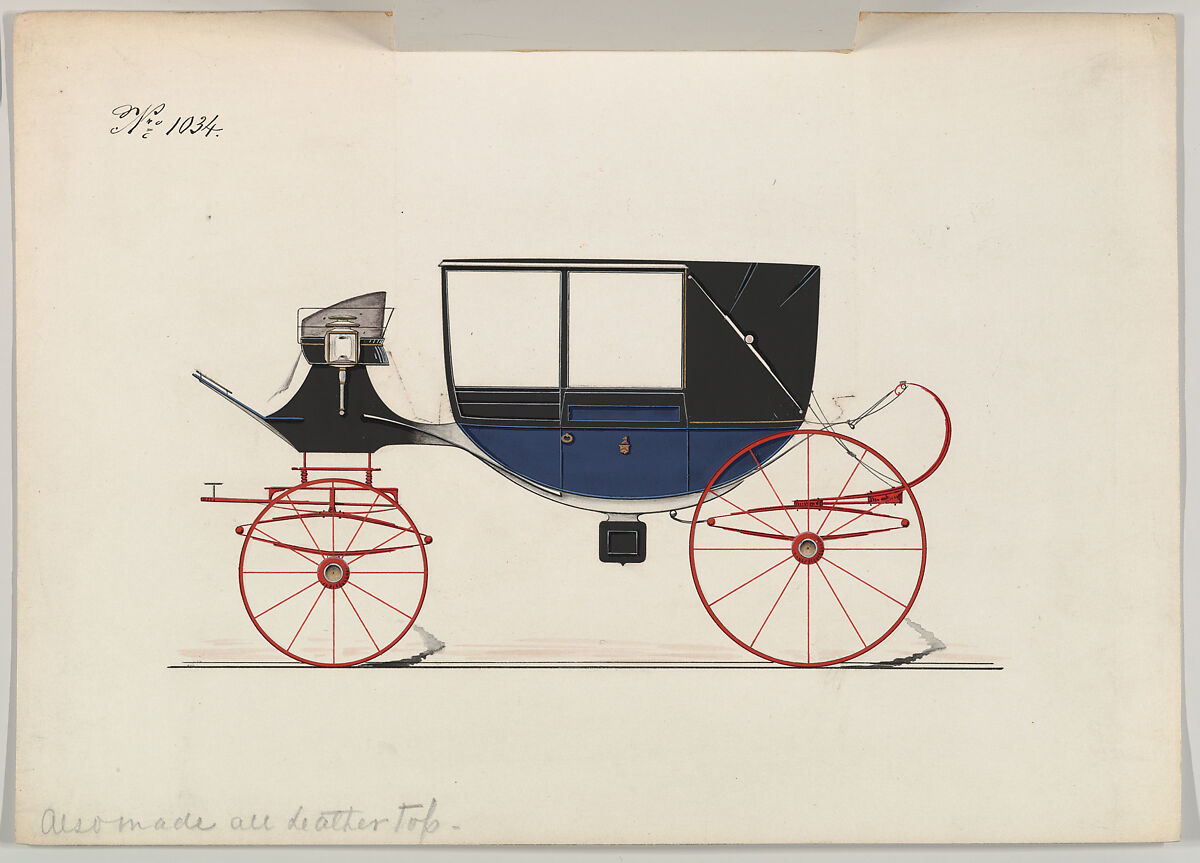 Landau #1034, Brewster &amp; Co. (American, New York), Pen and black ink, watercolor and gouache with gum arabic and metallic ink