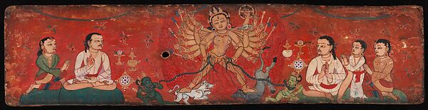 Manuscript Cover Depicting Durga Slaying Mahisha: Scene from the Devi Mahatmya, Ink and color on wood, Nepal 