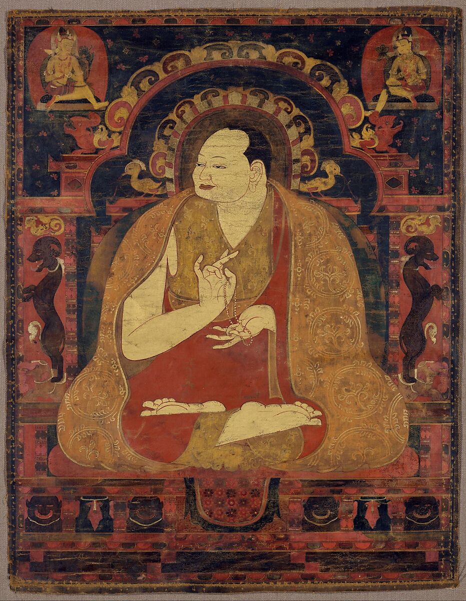 Portrait of a Lama, Possibly Dromton, Distemper on cloth, Tibet