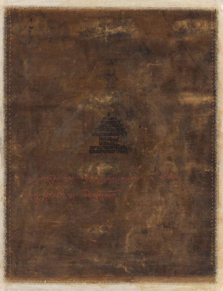 Portrait of a monk, possibly Chen Nga Tshultrim Bar, extending a blessing, Distemper on cloth, Tibet