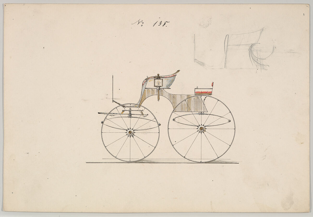 Dog Cart Phaeton  #138, Brewster &amp; Co. (American, New York), Watercolor, graphite  and ink 