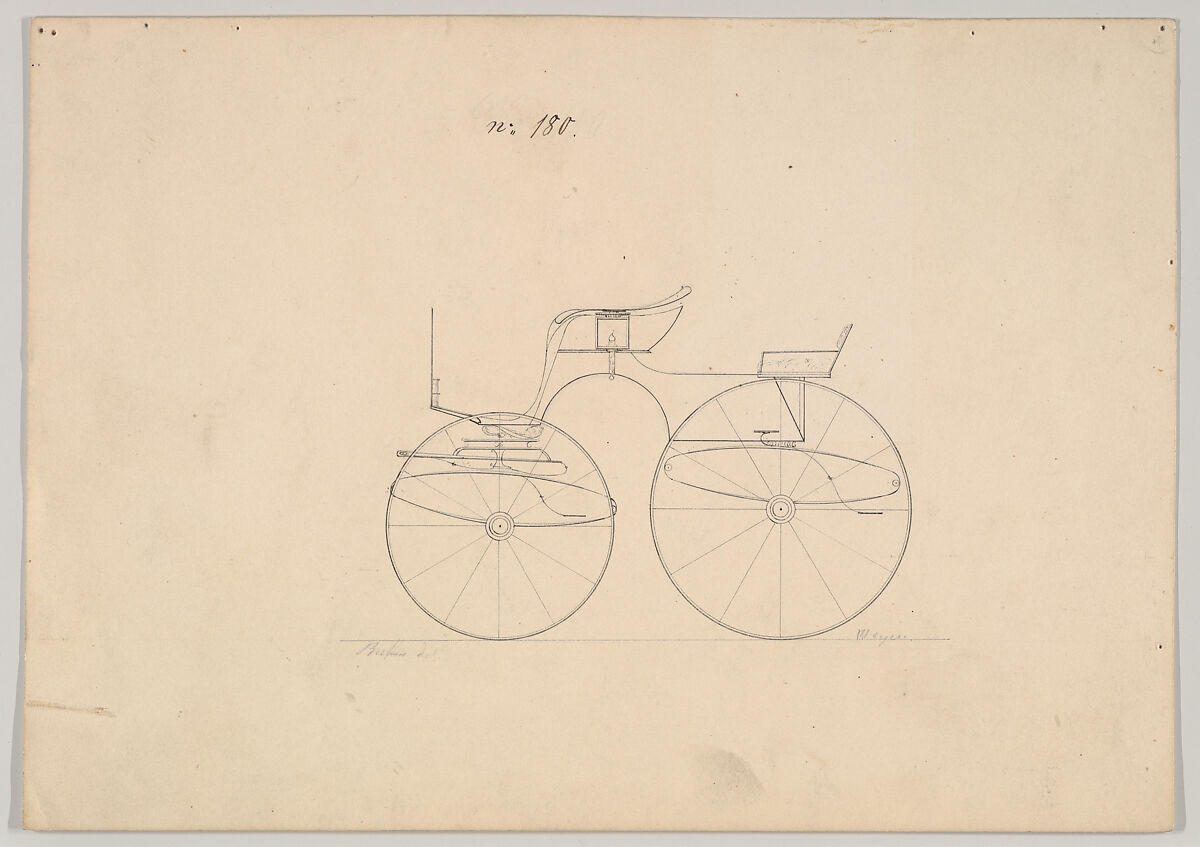 Dog Cart Phaeton #180, Brewster &amp; Co. (American, New York), Pen and black ink 