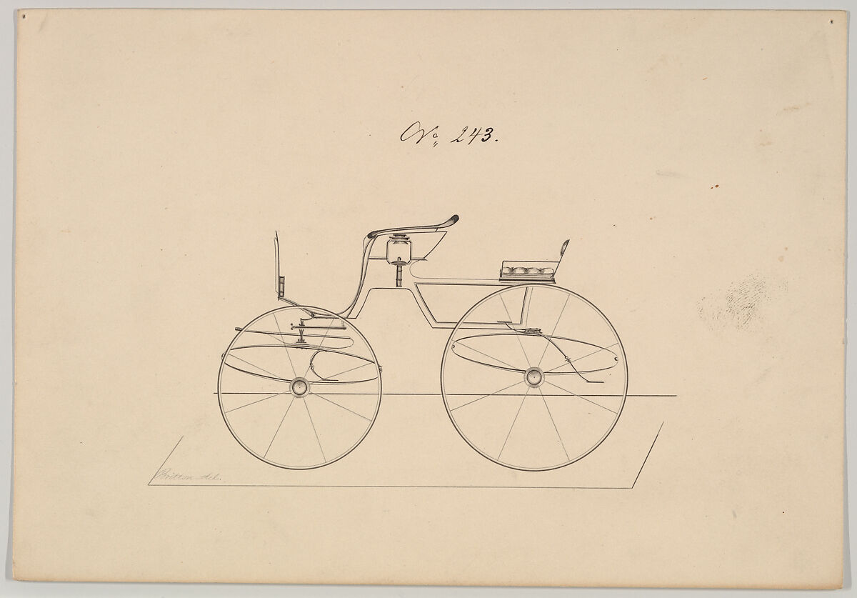 Dog Cart Phaeton # 243, Brewster &amp; Co. (American, New York), Pen and black ink 
