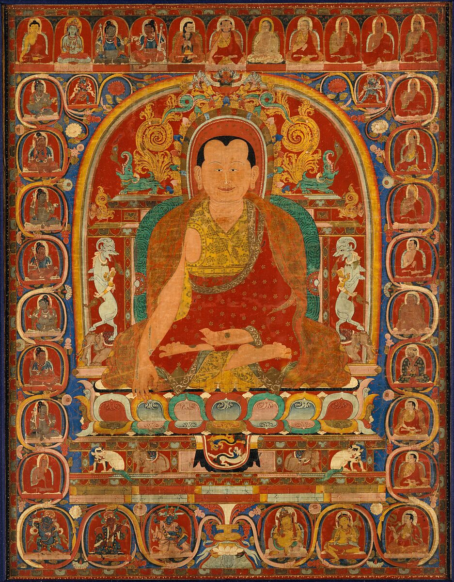 Lineage Portrait of an Abbot, Distemper on cloth, Central Tibet 