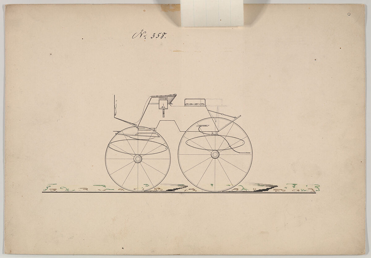 Dog Cart Phaeton #358, Brewster &amp; Co. (American, New York), graphite, pen and black ink,watercolor and gouache