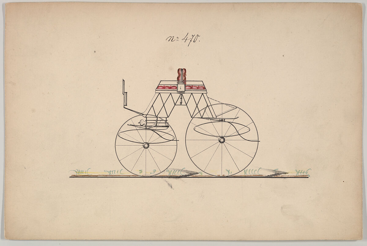 Dog Cart (Phaeton) #470, Brewster &amp; Co. (American, New York), pen and black ink, watercolor and gouache 