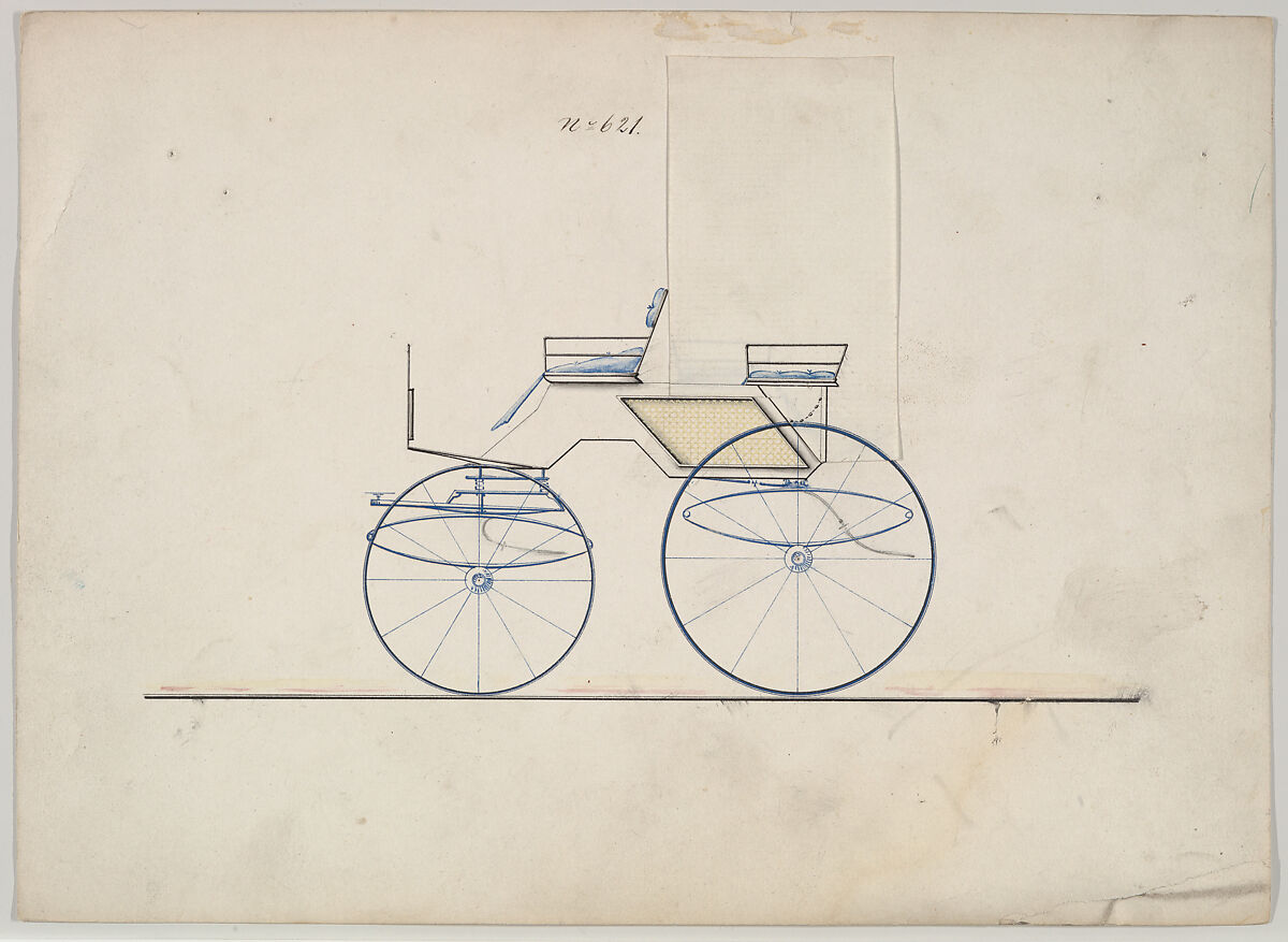 Dog Cart Phateon #621, Brewster &amp; Co. (American, New York), Pen and black ink, watercolor and gouache 