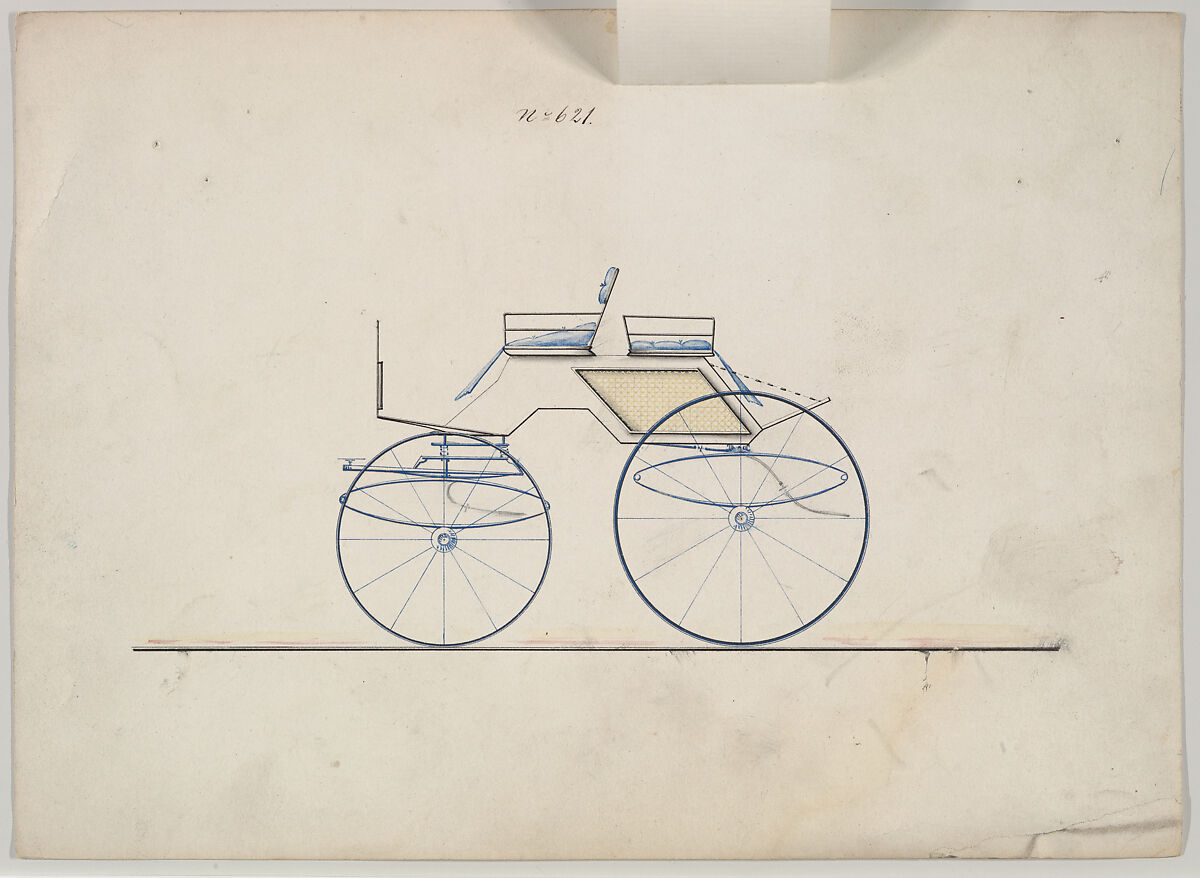 Dog Cart Phaeton #621, Brewster &amp; Co. (American, New York), Pen and black ink, watercolor and gouache