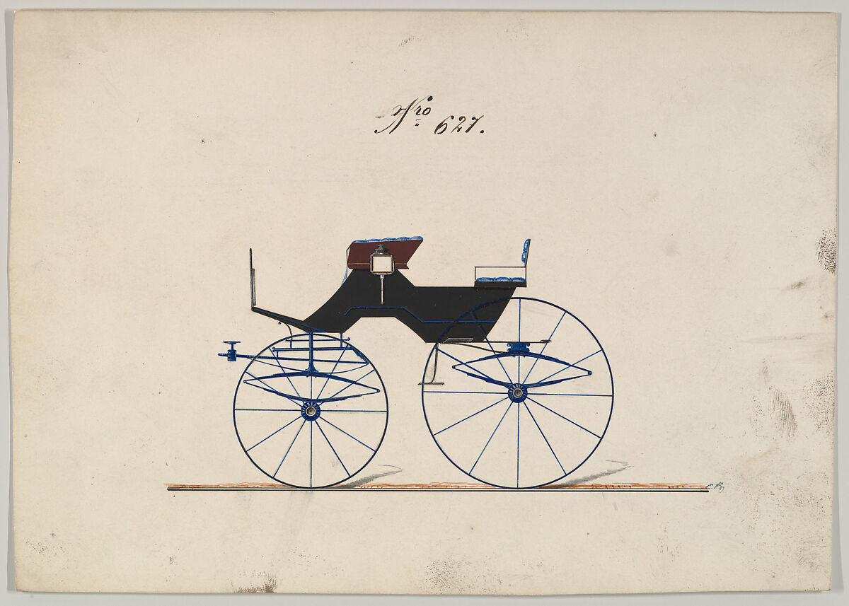 Dog Cart Phaeton #627, Brewster &amp; Co. (American, New York), Pen and black ink, watercolor and gouache with gum arabic 