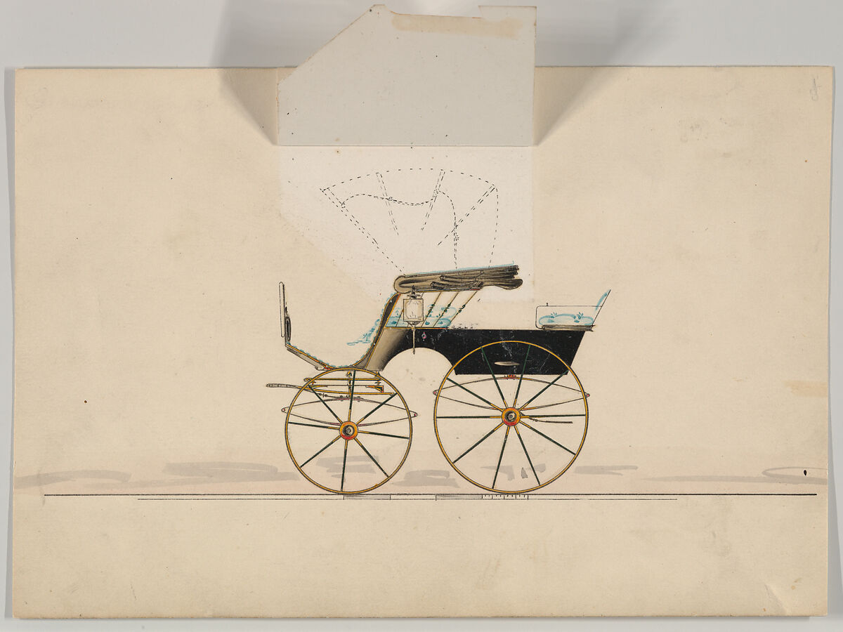 Phaeton (unnumbered), Brewster &amp; Co. (American, New York), Pen and black ink, watercolor and gouache with gum arabic