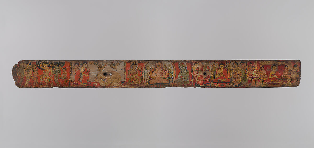 Book Cover from a Manuscript of the Ashtasahasrika Prajnaparamita Sutra, Ink and color on wood, with metal insets, Nepal (Kathmandu Valley)