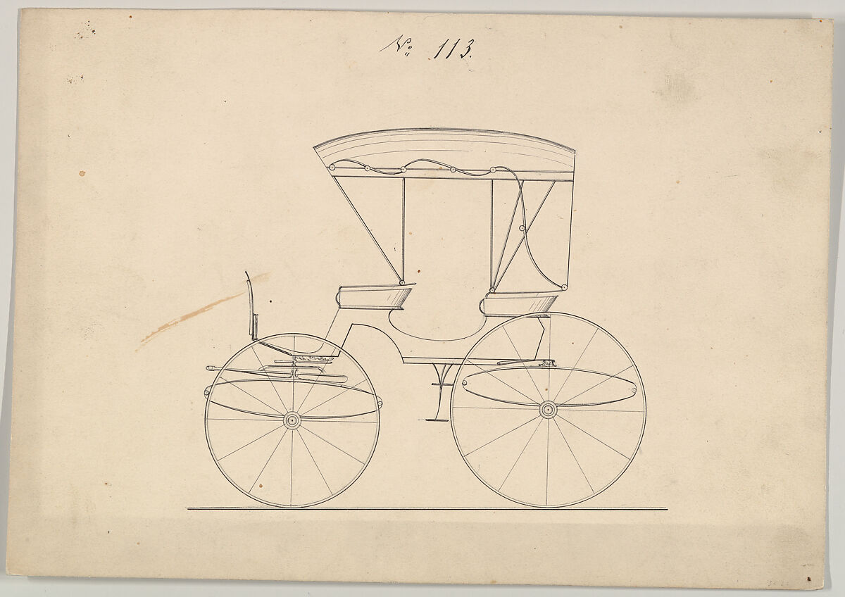 Design for Park Phaeton, no. 113, Brewster &amp; Co. (American, New York), Pen and black ink 