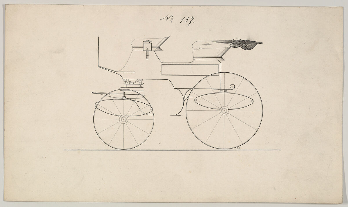 Design for Phaeton, no. 157, Brewster &amp; Co. (American, New York), Pen and black ink 