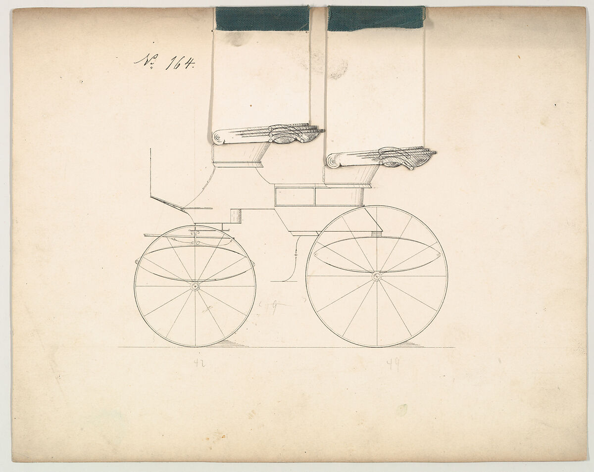 Design for Phaeton, no. 164, Brewster &amp; Co. (American, New York), Pen and black ink 
