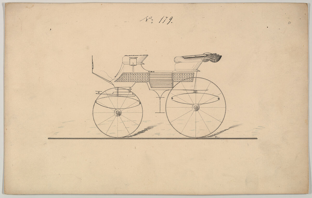 Design for Phaeton, no. 179, Brewster &amp; Co. (American, New York), Pen and black ink 