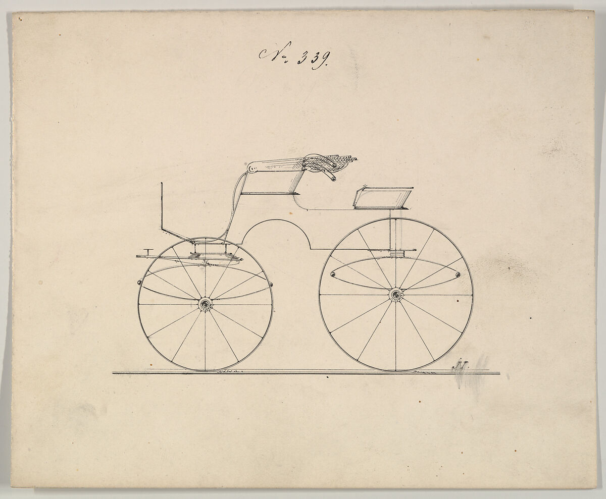 Design for Top Wagon/Game Wagon, no. 339, Brewster &amp; Co. (American, New York), Graphite, pen, and black ink