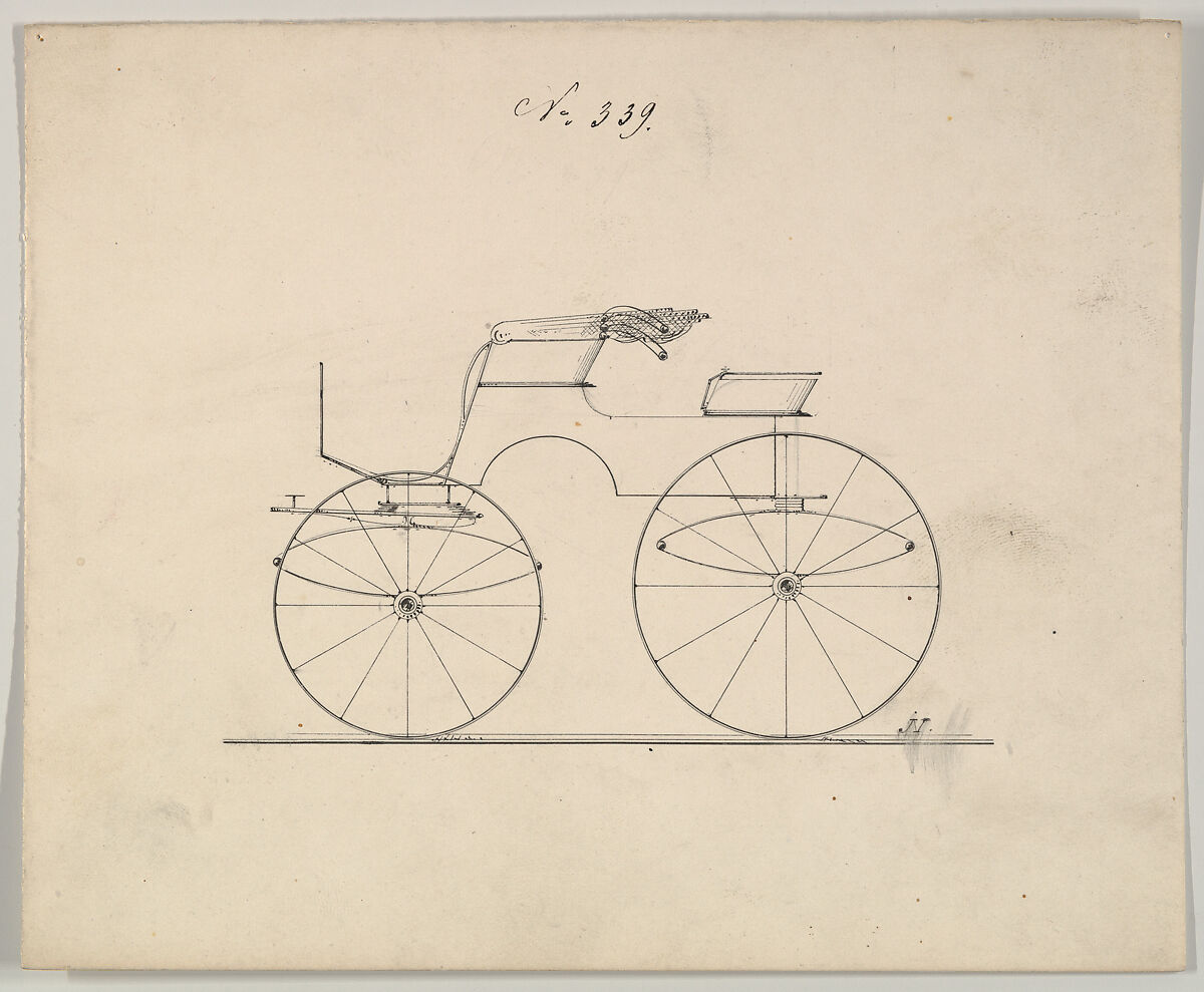 Design for Top Wagon/Game Wagon, no. 339, Brewster &amp; Co. (American, New York), Graphite, pen, and black ink 