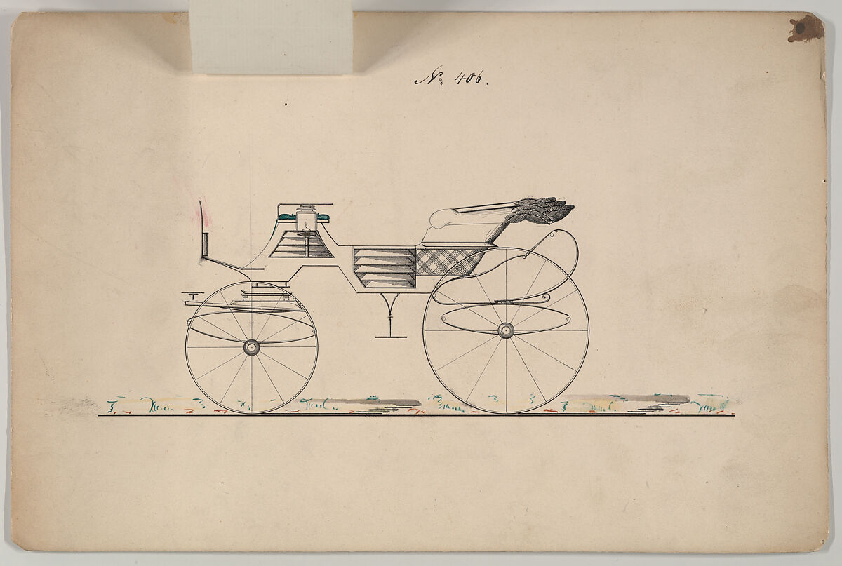 Phaeton #406, Brewster &amp; Co. (American, New York), Pen and black ink, watercolor