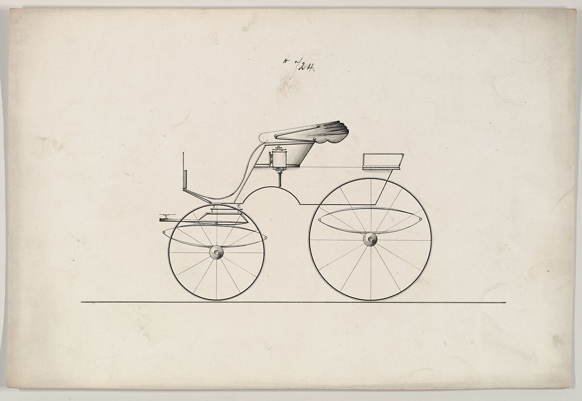 Design for Stanhope Phaeton, no. 724, Brewster &amp; Co. (American, New York), Pen and black ink 