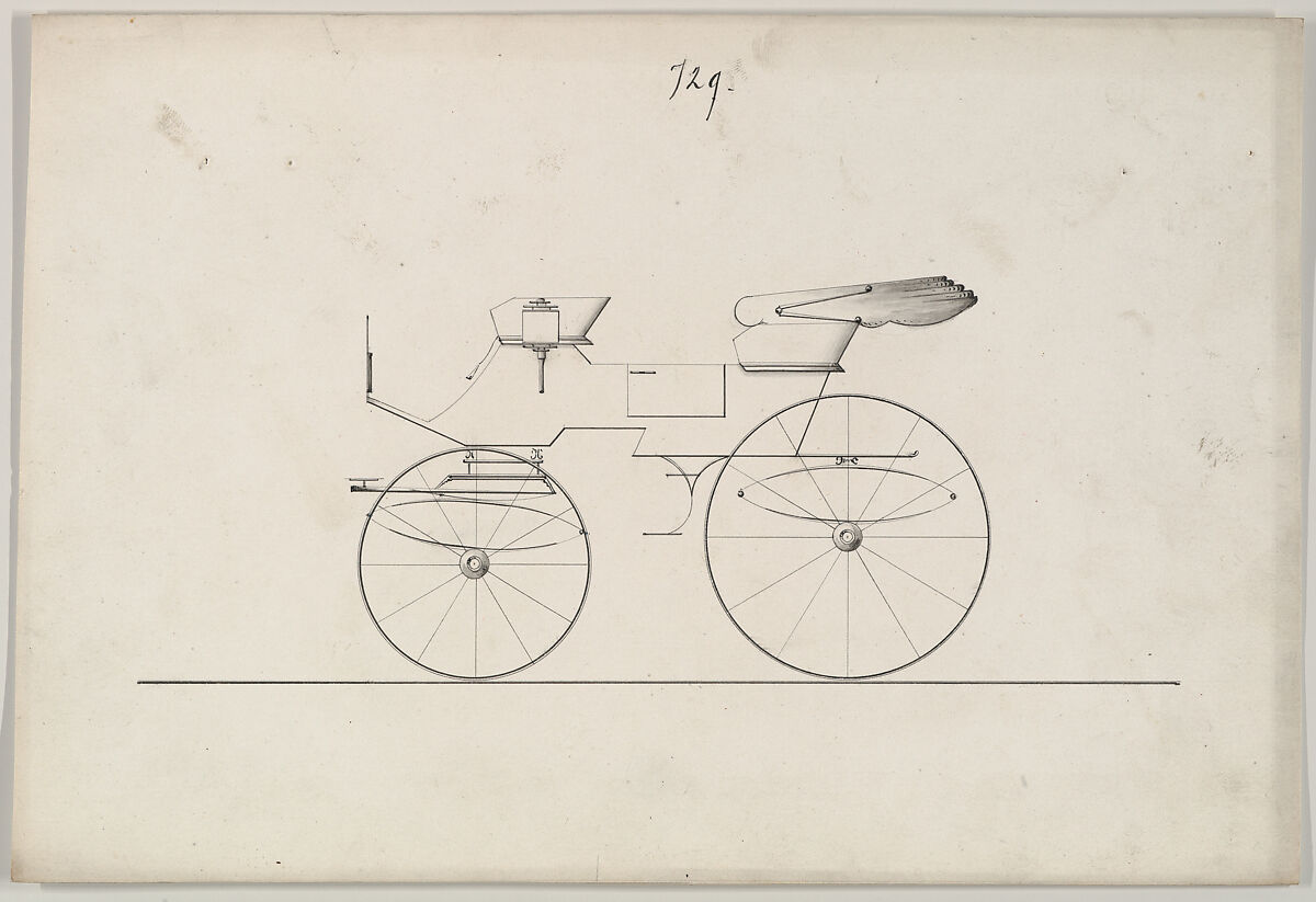 Design for Phaeton, no. 729, Brewster &amp; Co. (American, New York), Pen and black ink 