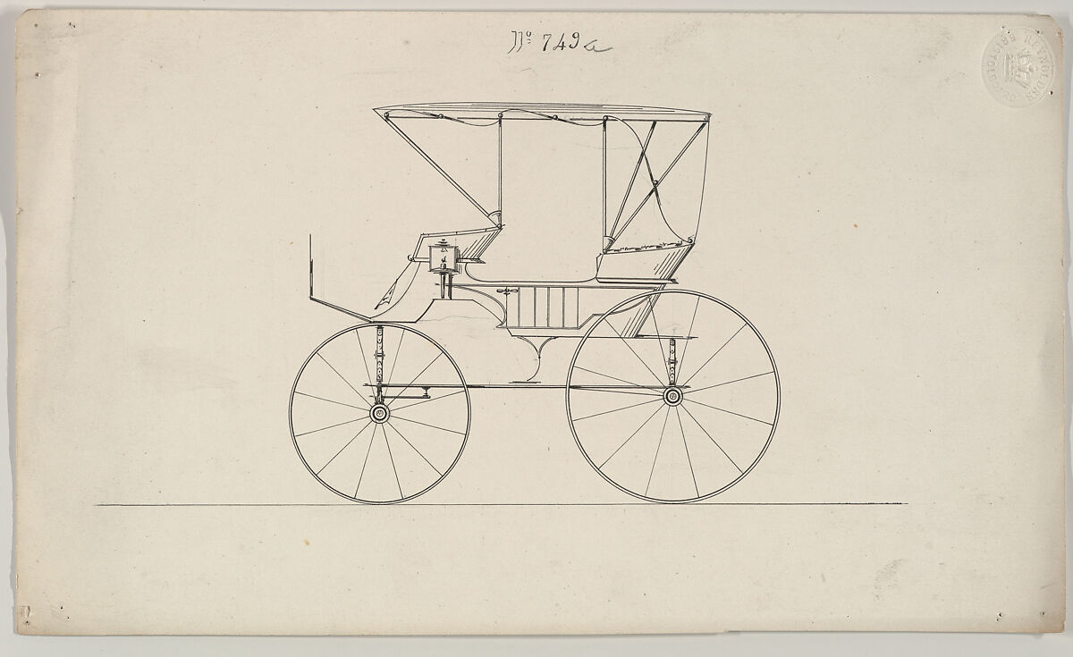 Design for Park Phaeton, no. 749a, Brewster &amp; Co. (American, New York), Pen and black ink 