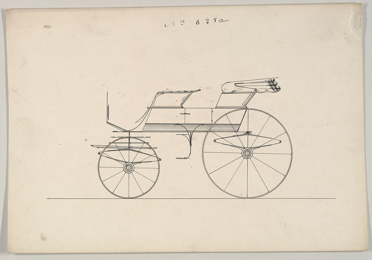 Design for Phaeton, no. 825a, Brewster &amp; Co. (American, New York), Pen and black ink 