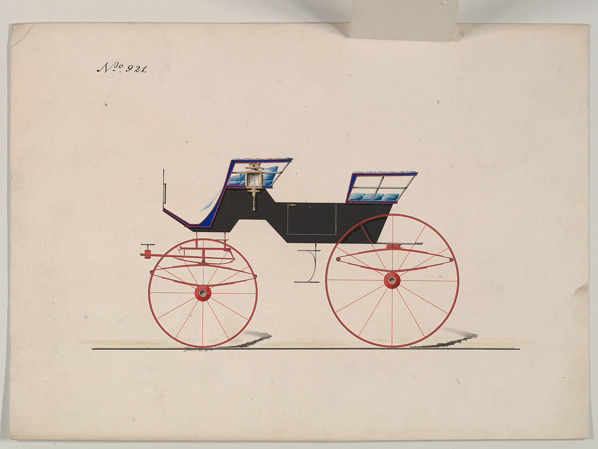 Phaeton #921, Brewster &amp; Co. (American, New York), Pen and black ink,  watercolor and gouache with gum arabic and metallic ink