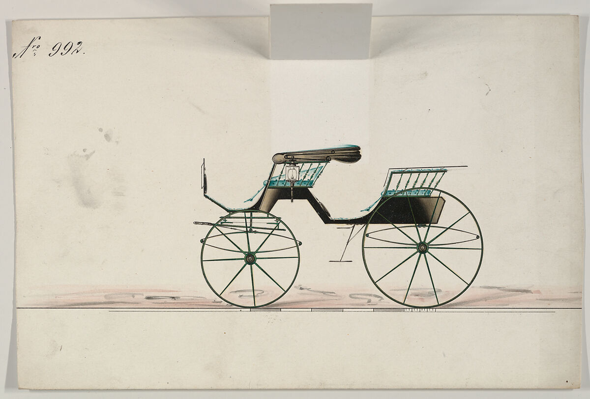 Phaeton #992, Brewster &amp; Co. (American, New York), Pen and black ink, watercolor and gouache with gum arabic