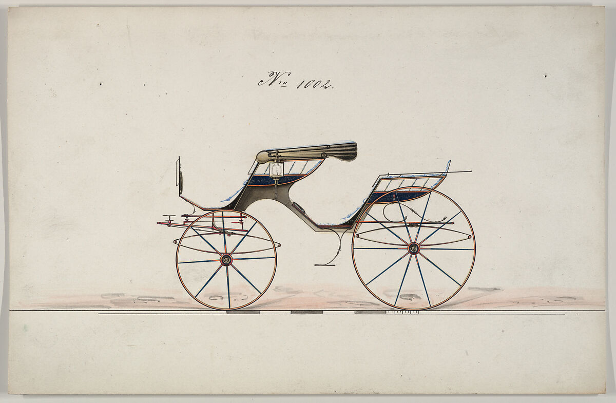 Design for Phaeton, no. 1002, Brewster &amp; Co. (American, New York), Pen an black ink, watercolor and gouache 