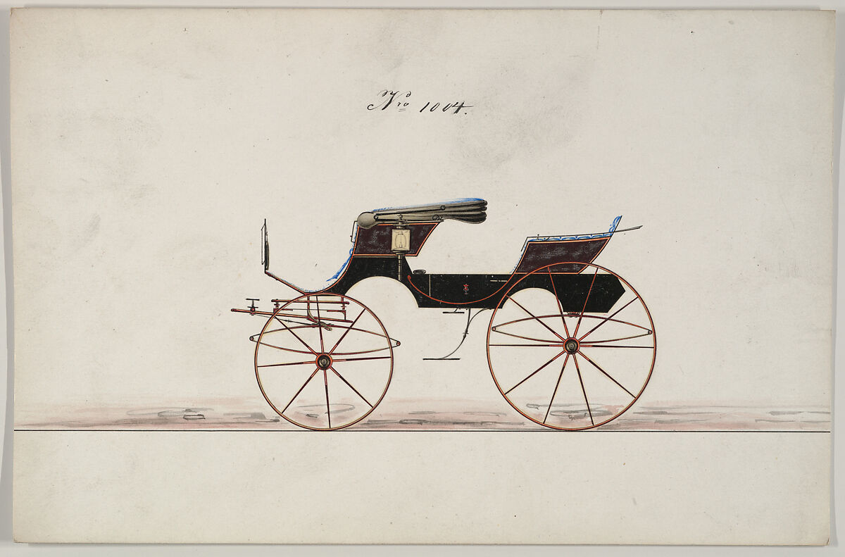 Design for Phaeton, no. 1004, Brewster &amp; Co. (American, New York), Pen and black ink, watercolor and gouache with gum arabic 